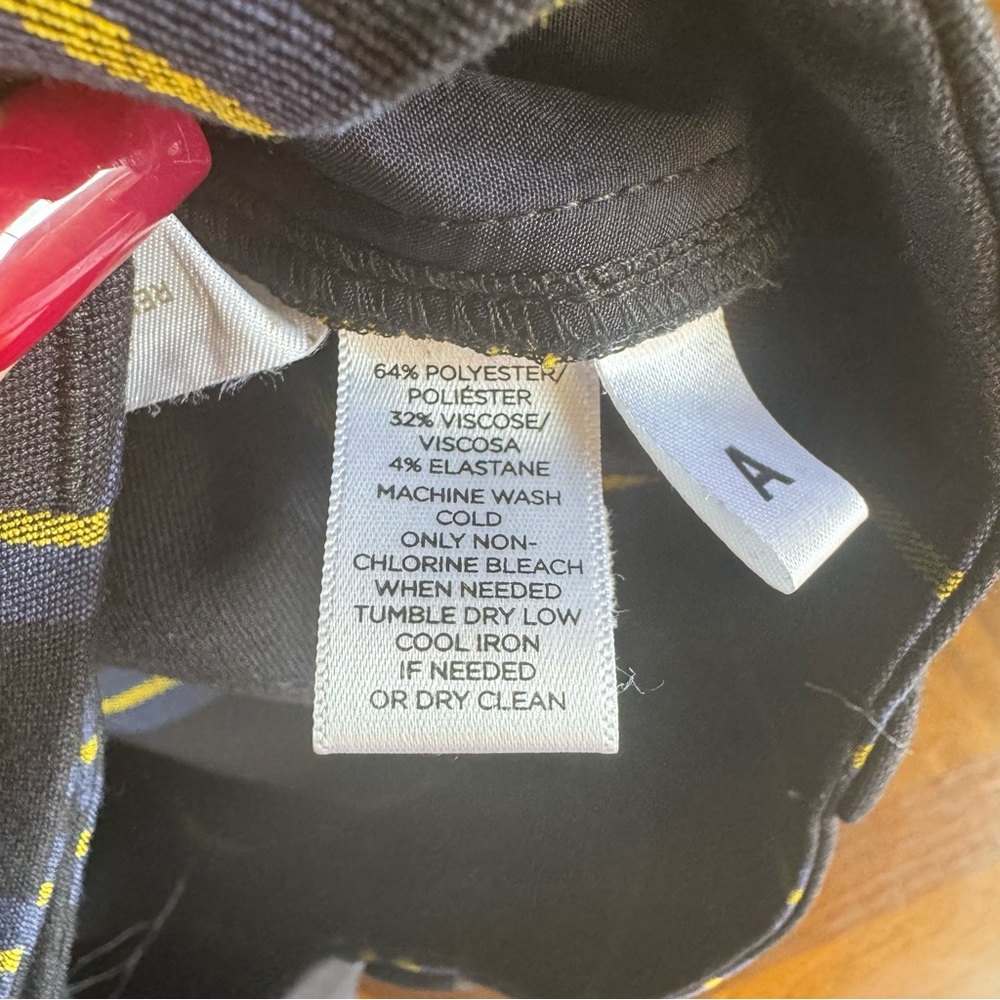 Loft Navy blue yellow pinstripe slacks EUC - Picture 5 of 5